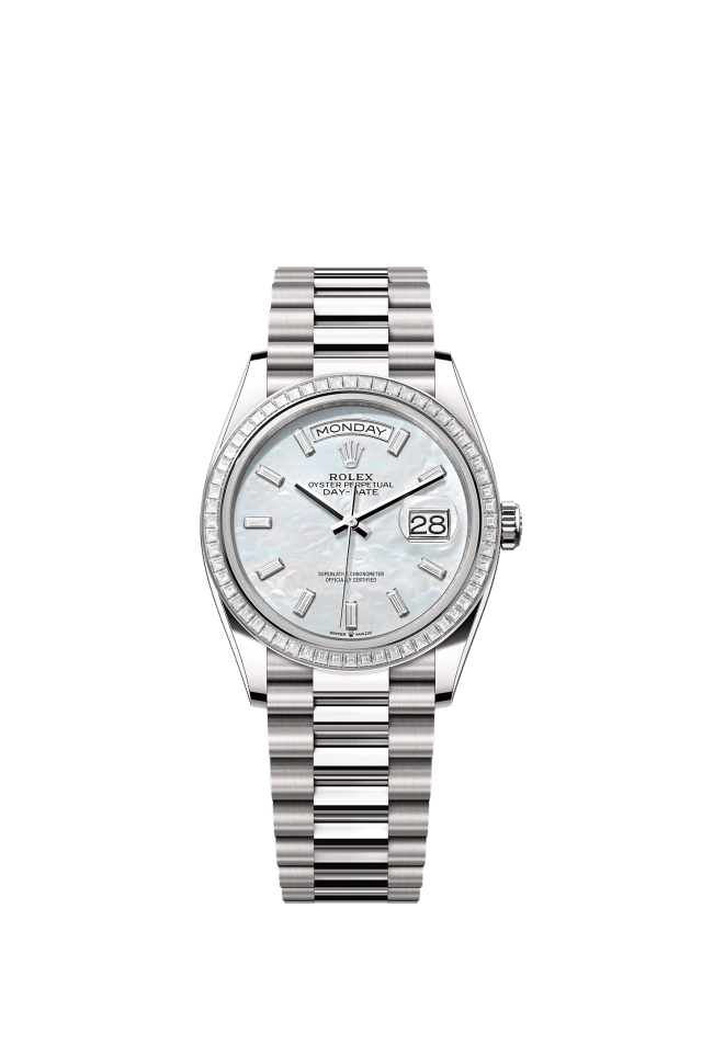 Rolex Day-Date 36mm white mother-of-pearl 128399TBR
